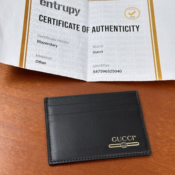 Authentic Gucci Black and Gold Double Sided Designer Leather Card Holder New - Picture 1 of 6